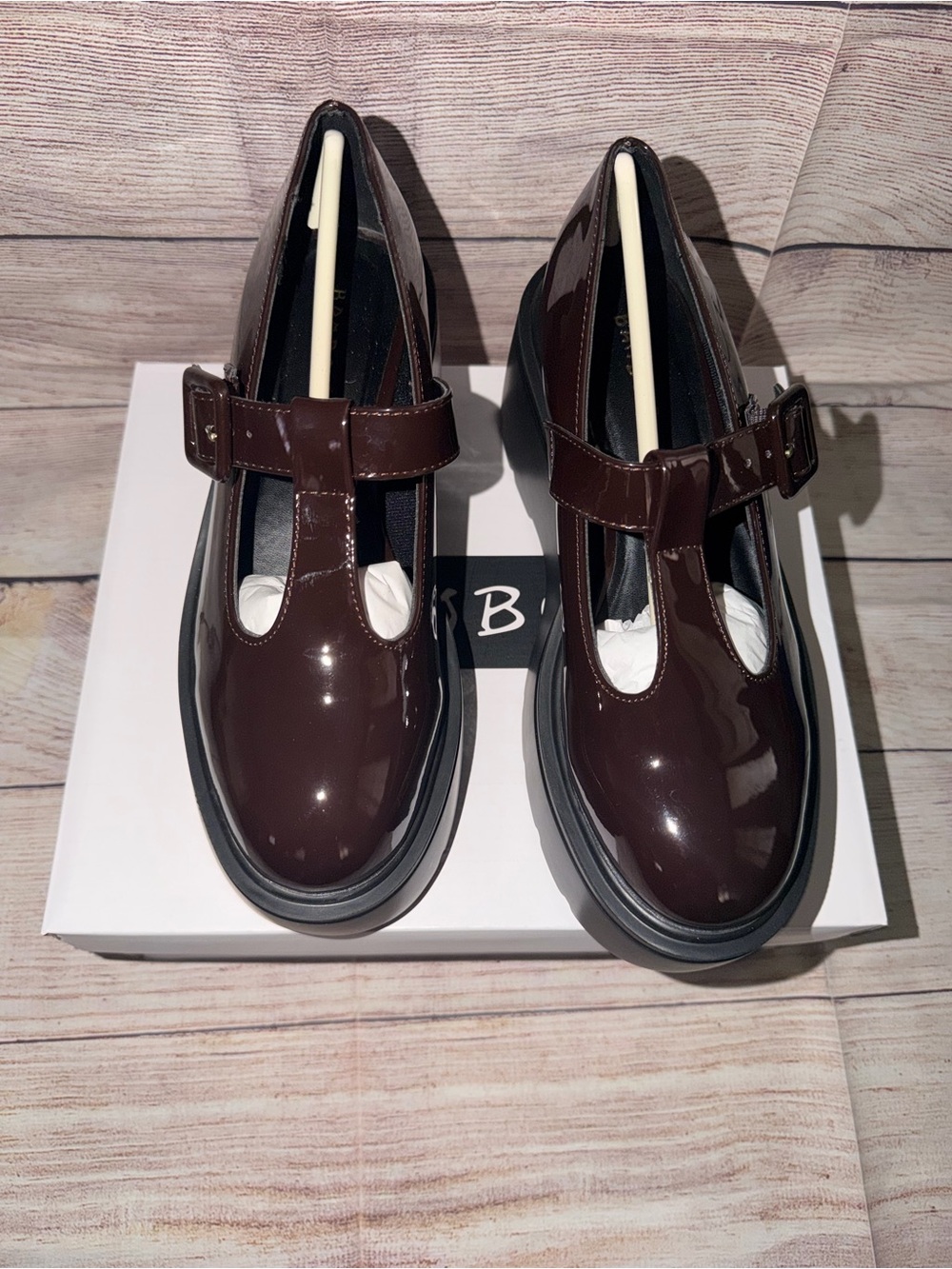 Platform Mary Jane Loafers in Deep Bordeaux Patent burgundy - Picture 6 of 7